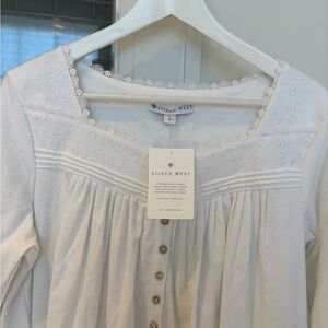 Eileen West Cotton Flannel Nightgown with Lace Trim